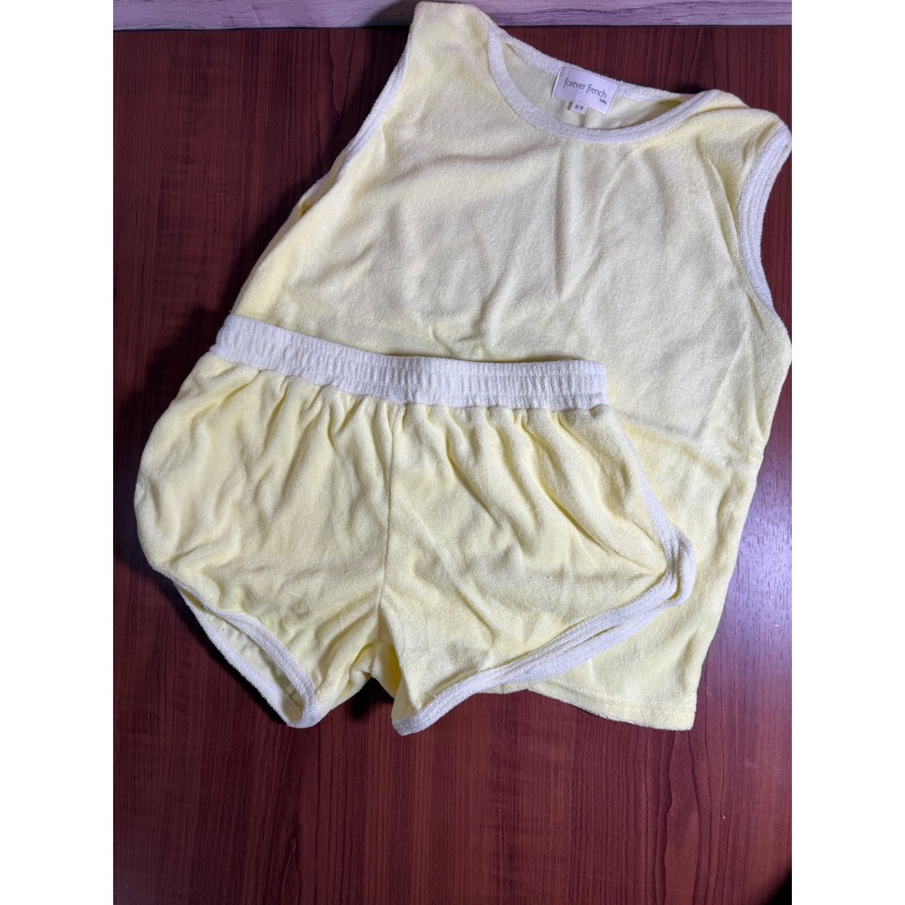 Forever French Terry Cloth Set Yellow Tank Top and Shorts Size 8/9